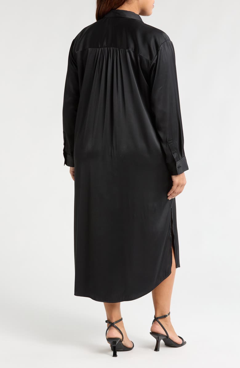 Nordstrom Long Sleeve Satin Midi Shirtdress, Alternate, color, 