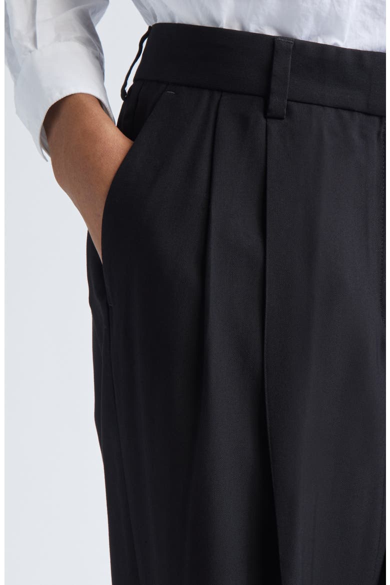 Double Pleat Straight Leg Trosuers, Alternate, color, BLACK