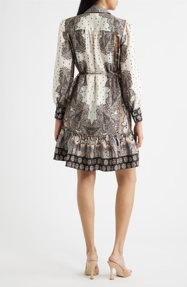 Julia Jordan Mixed Paisley Long Sleeve Shirtdress, Alternate, color, Sand Multi