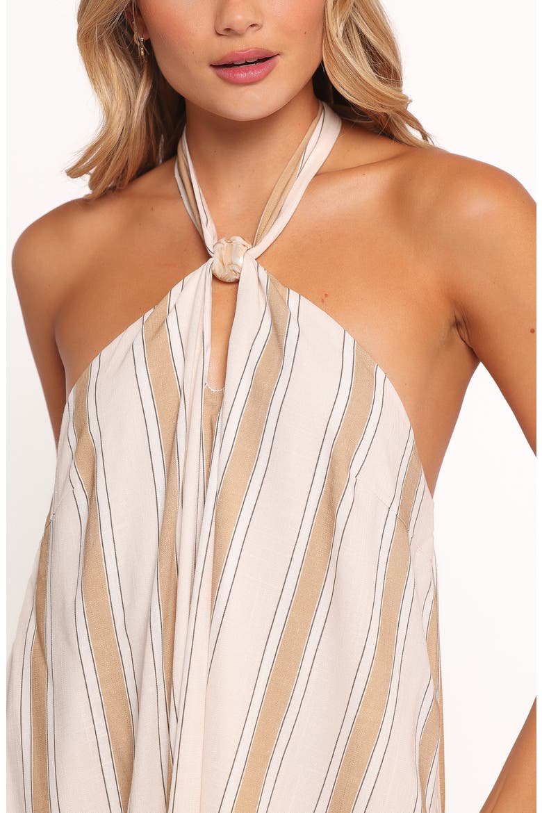 Callista Stripe Cotton Halter Minidress, Alternate, color, BEIGE STRIPE