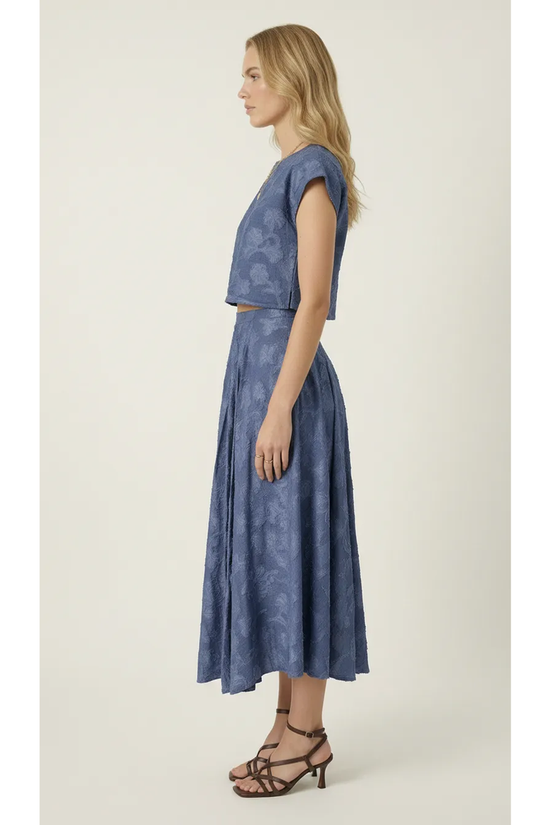 Textured Crop Top and Midi Skirt Set, Alternate, color, Dusty Blue
