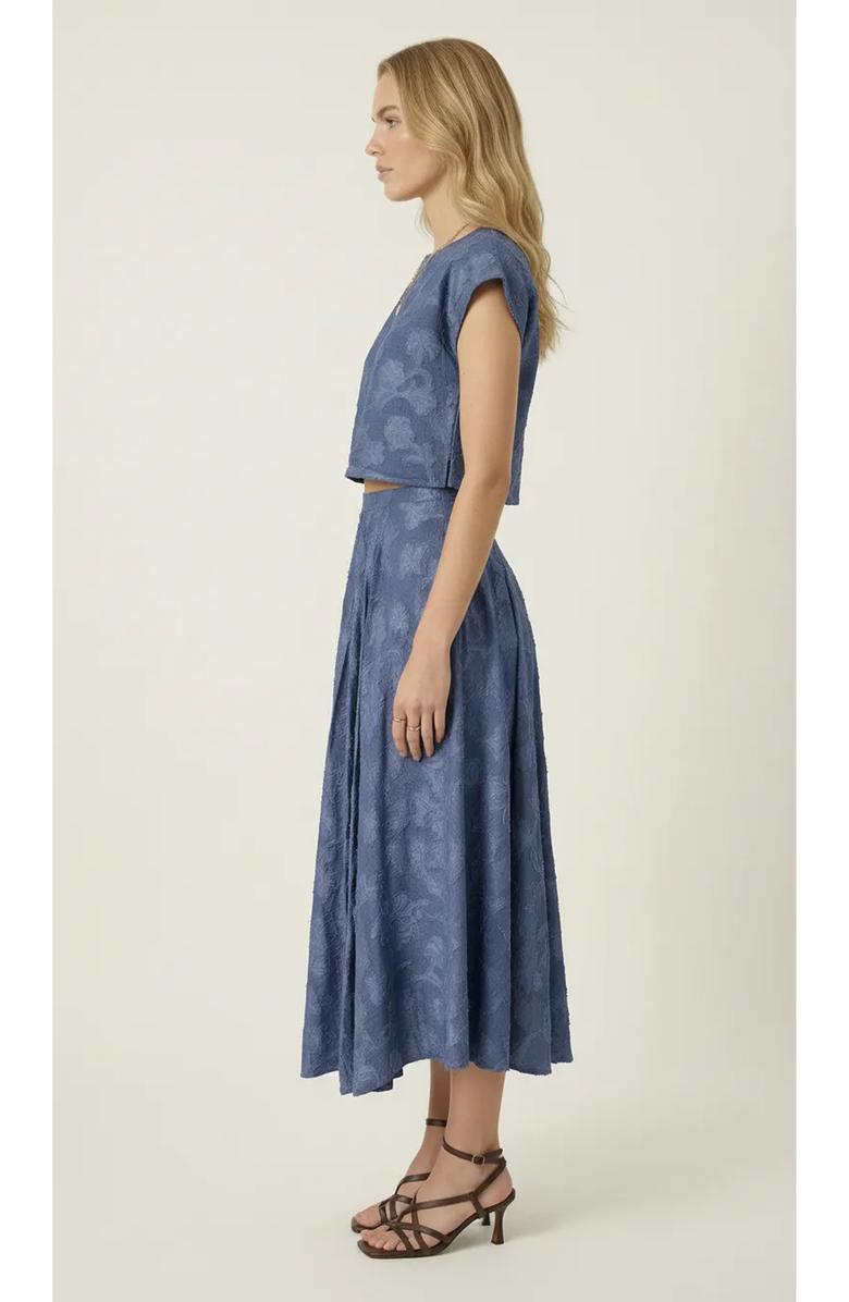 Modenaire Textured Crop Top and Midi Skirt Set, Alternate, color, Dusty Blue