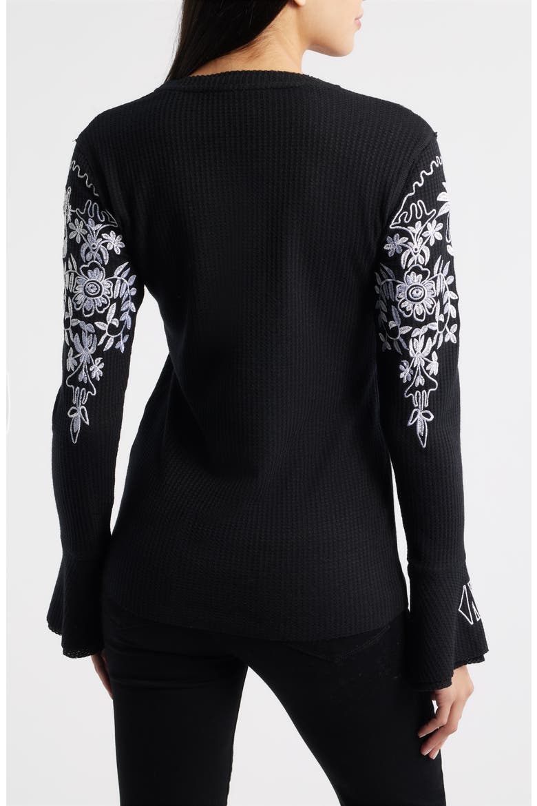 Bryn Embroidered Thermal Top, Alternate, color, BLACK