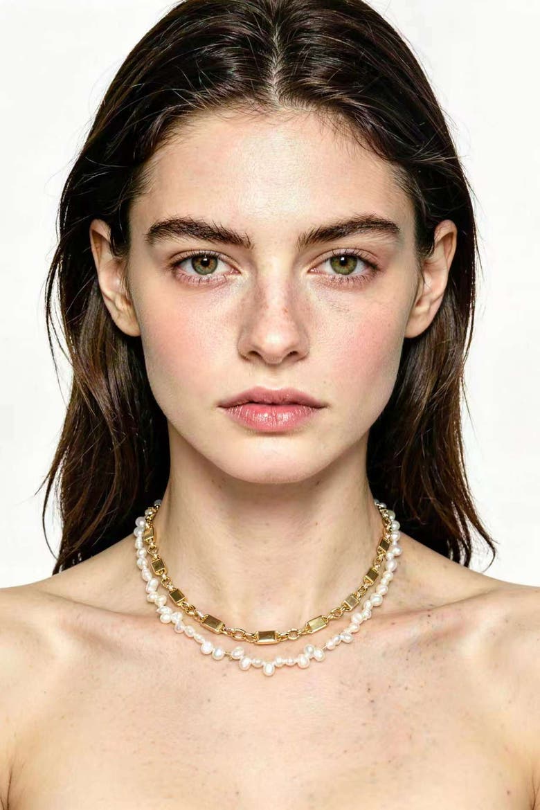Mia Freshwater Pearl Necklace Duo Set, Alternate, color, Gold