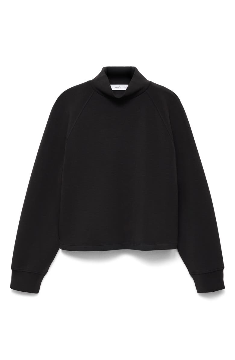 MANGO Mock Neck Sweatshirt, Alternate, color, Black