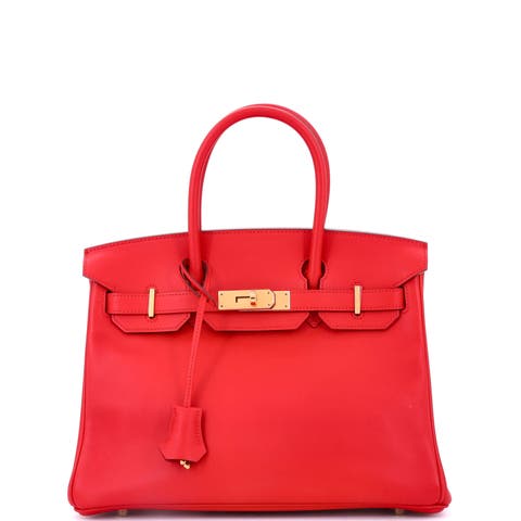 Birkin Handbag Red Jonathan with Gold Hardware 30