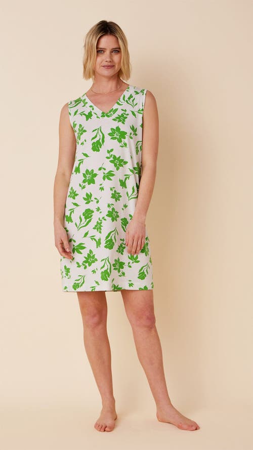 The Cat's Pajamas Pima Knit Nightgown Floral In Green