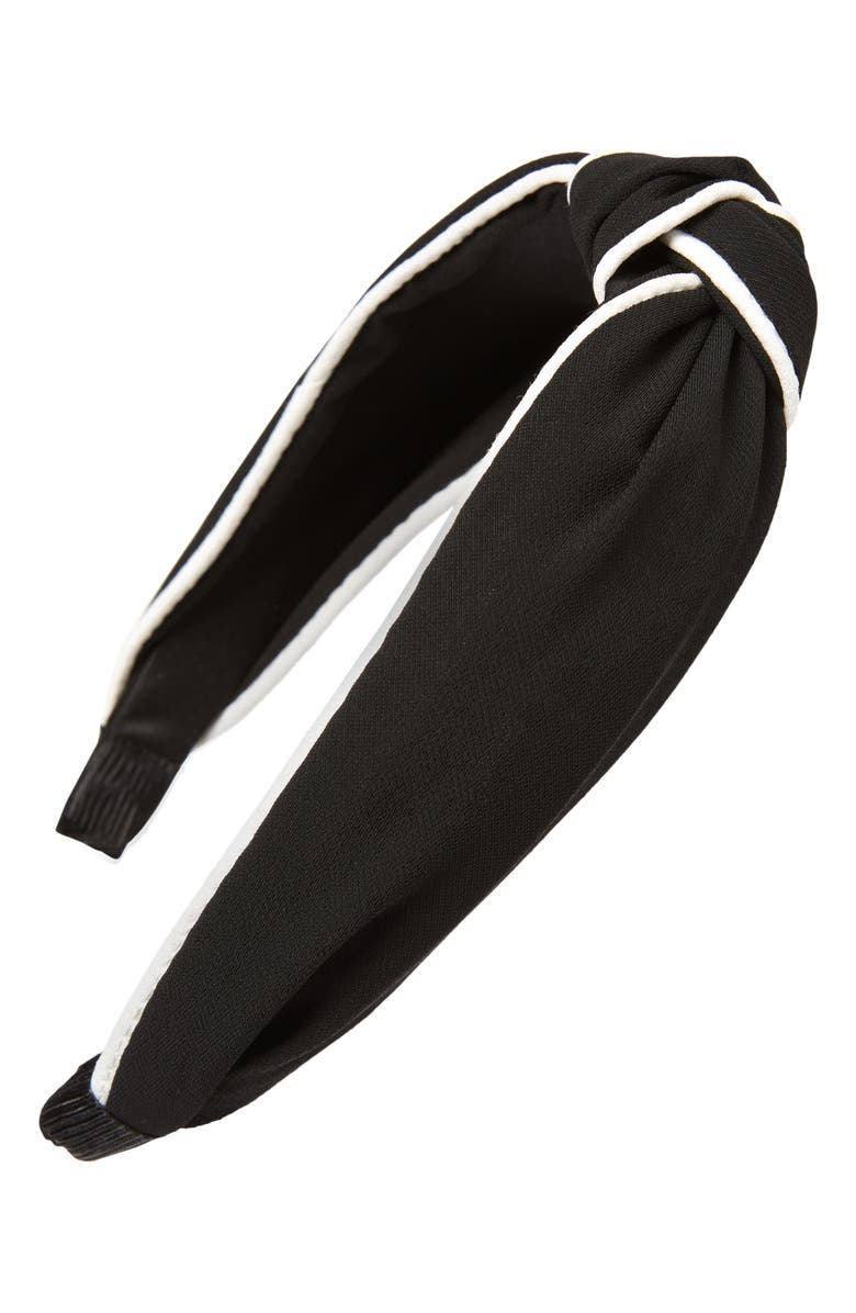 Tasha Piping Trim Knotted Headband, Main, color, 