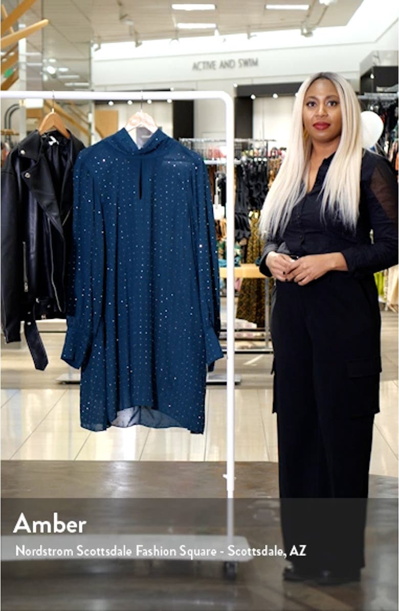 Nailhead Studded Long Sleeve Tunic Dress, sales video thumbnail