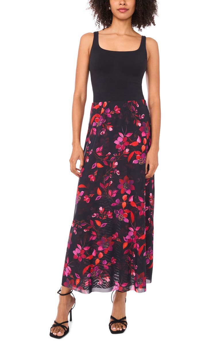 Parker Floral Mesh Maxi Skirt, Alternate, color, Rich Black