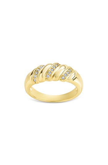 Sterling Forever Tonya Cubic Zirconia Pavé Twisted Ring In Gold