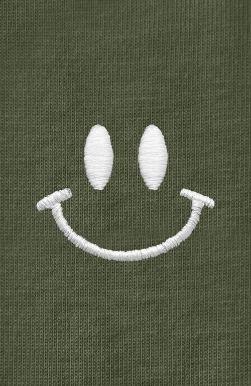 Dalix Smile Face Tee In Military Green