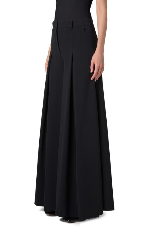 Akris Fiorello Pleated Wool Blend Palazzo Pants In Black