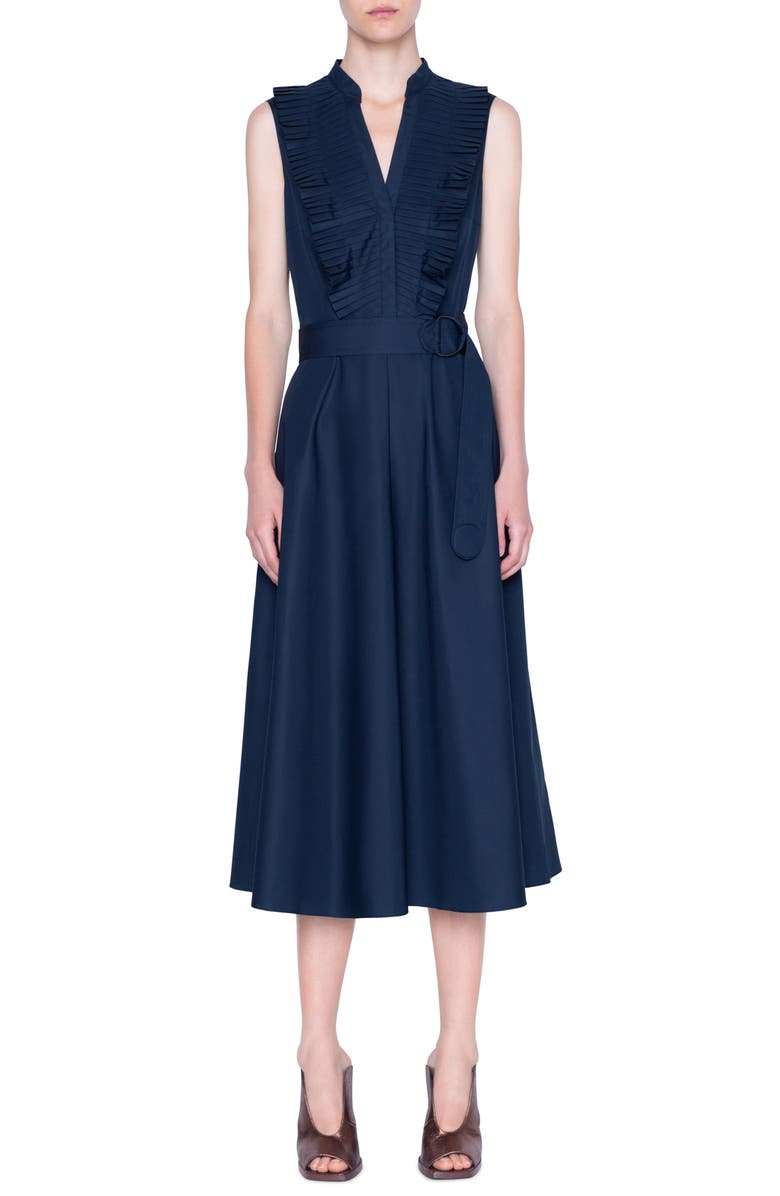 Akris punto Ruffle Sleeveless Midi Dress, Main, color,