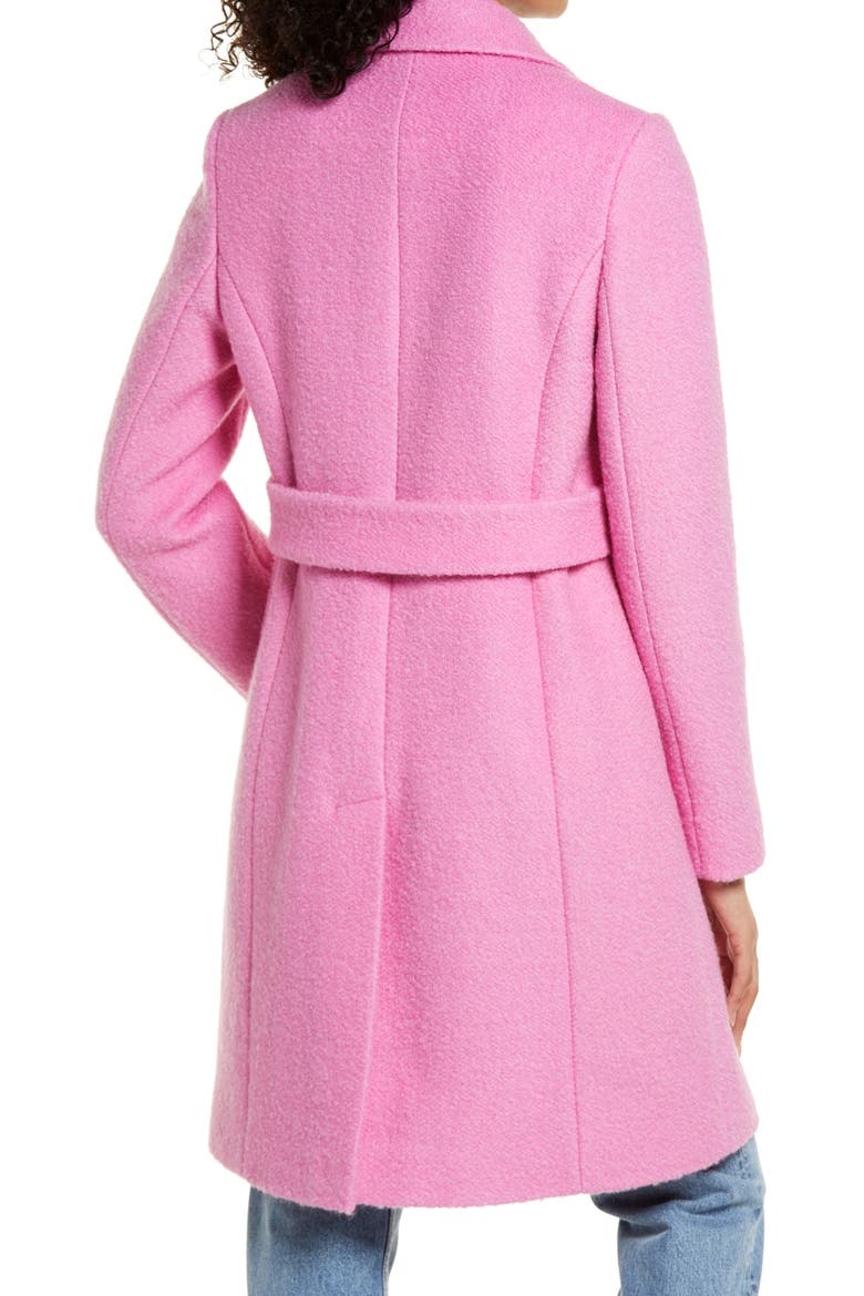 Notched Lapel Reefer Coat, Alternate, color, PINK