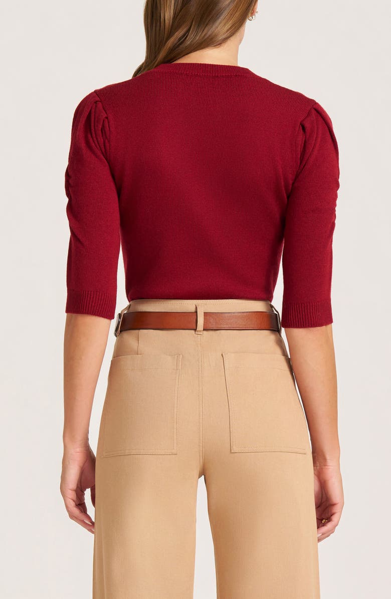 matty m. Everly Rib Short Sleeve Sweater, Alternate, color, Wine