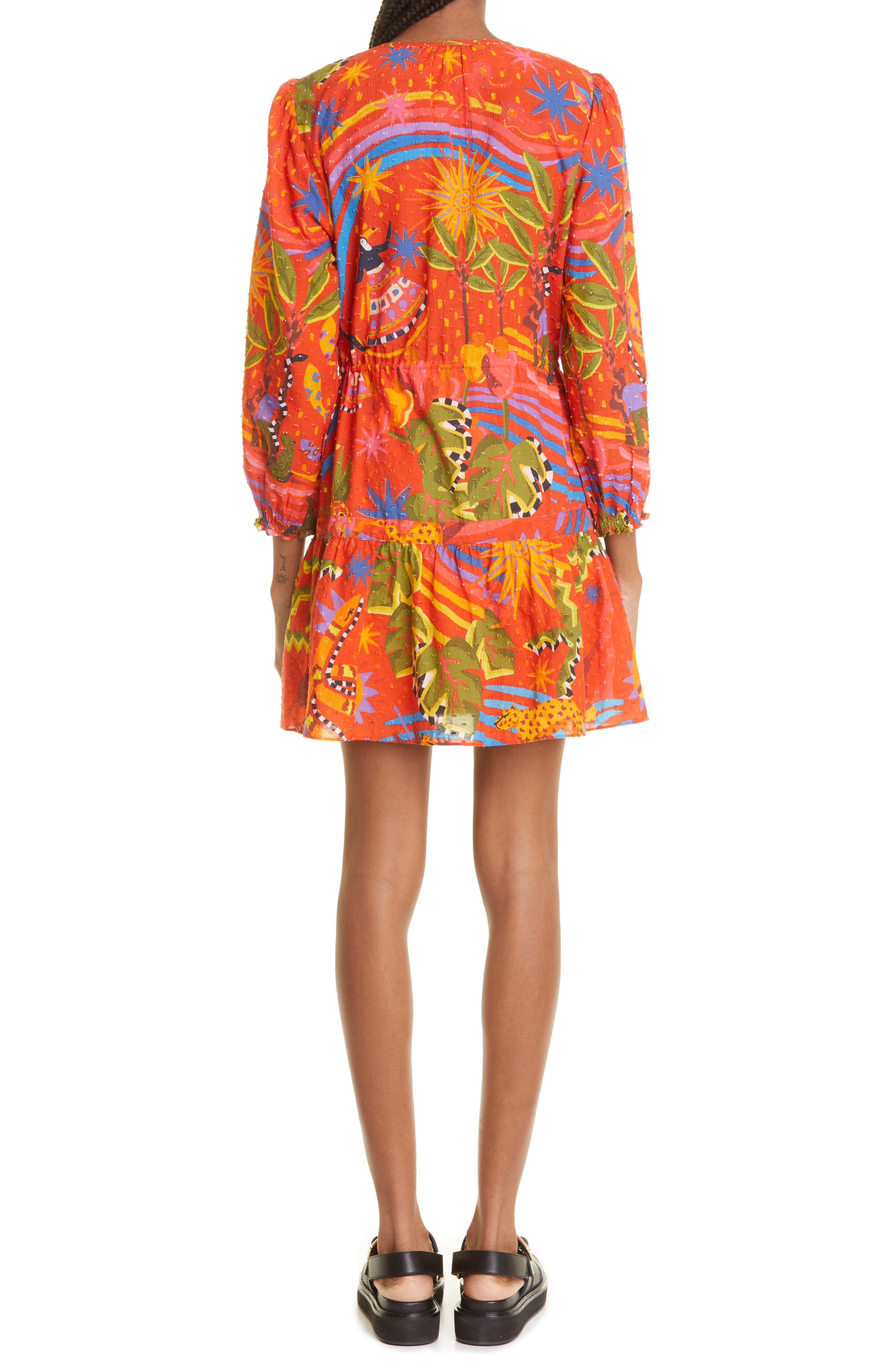 FARM Rio Magic Forest Tiered Long Sleeve Cotton Dress (Women ...