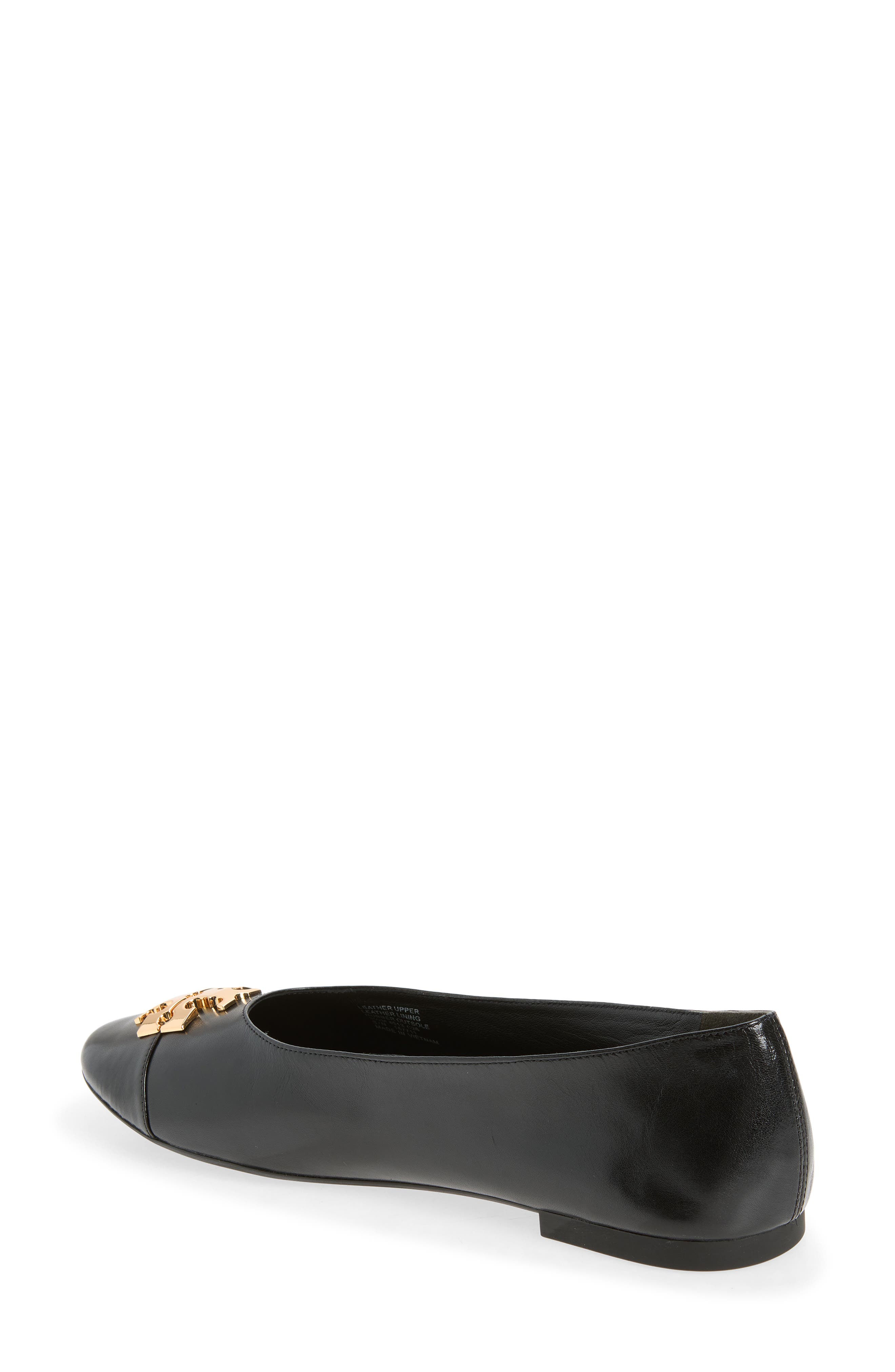 Tory Burch Charlie Cap Toe Ballet Flat, Alternate, color, Perfect Black / Gold