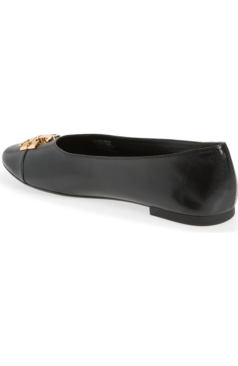 Tory Burch Charlie Cap Toe Ballet Flat, Alternate, color, Perfect Black / Gold