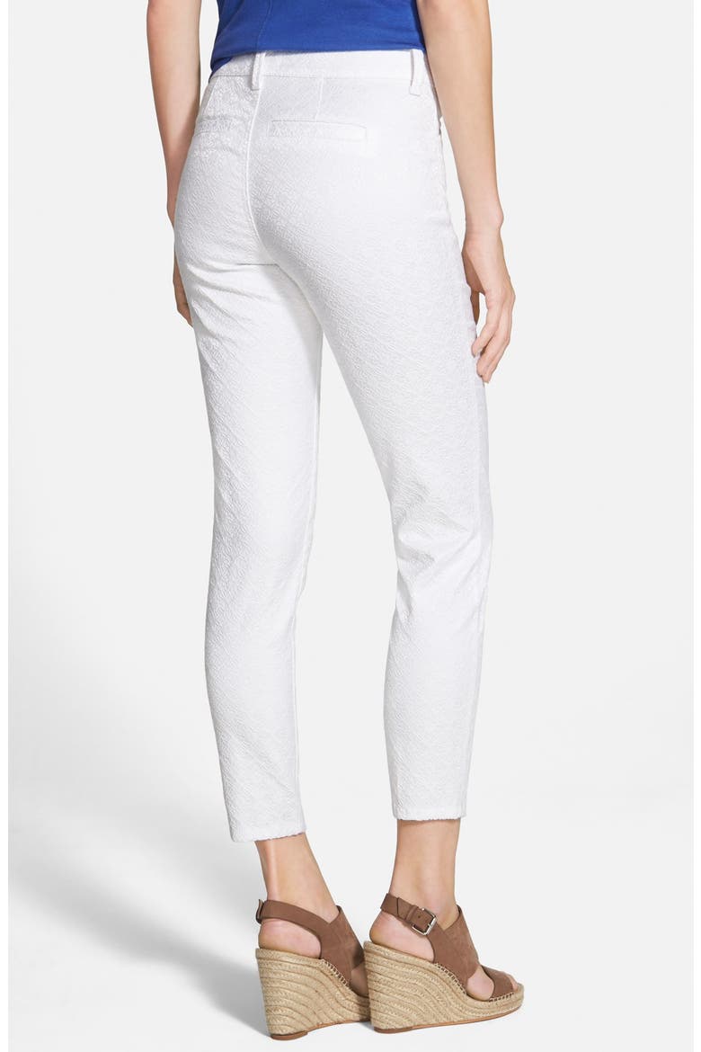 'Clarissa' Stretch Jacquard Ankle Skinny Jeans, Alternate, color, OPTIC WHITE