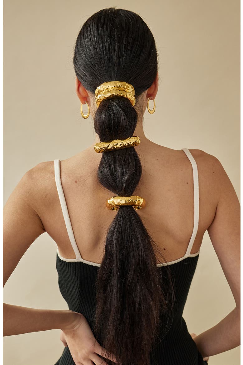 Hammered Metal Ponytail Cuff, Alternate, color, GOLD