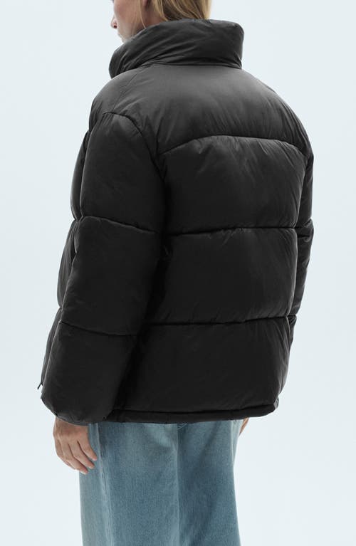 Mango Pocket Quilted Jacket Black In Black