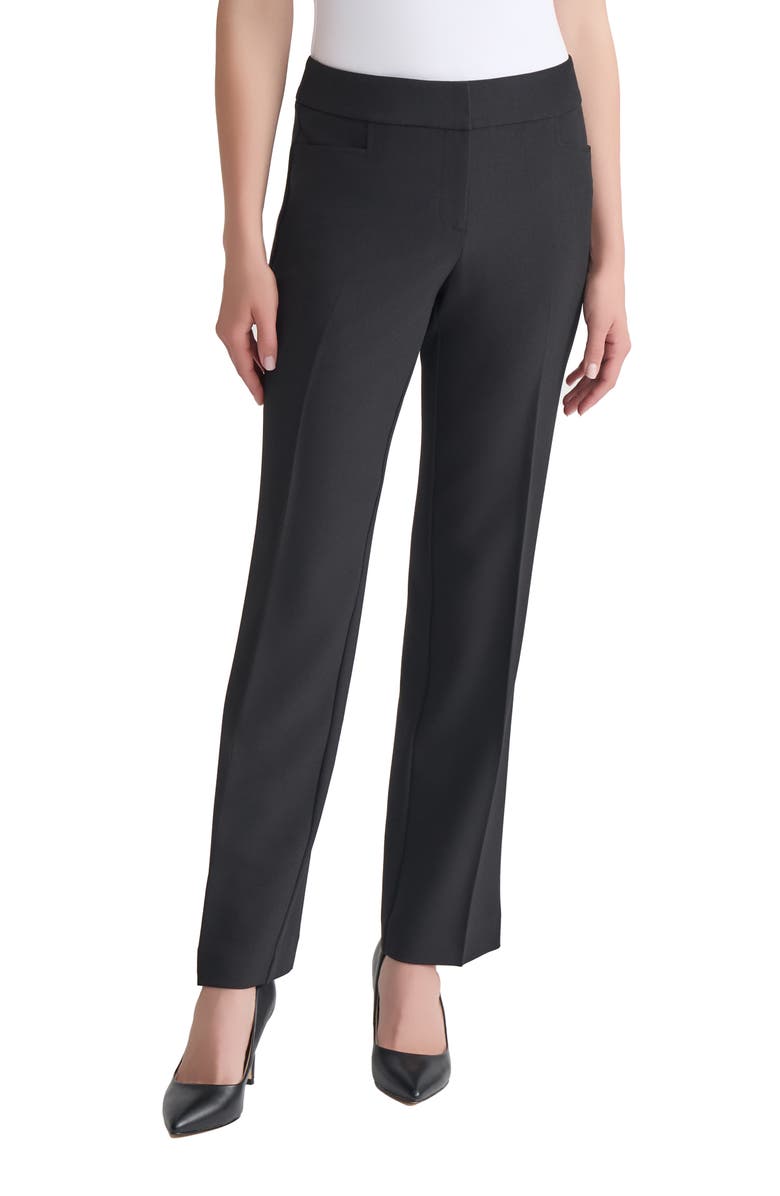 KASPER Stretch Straight Leg Pants, Main, color, Black