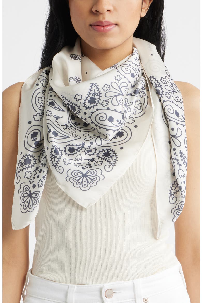 Oversize Square Satin Scarf, Main, color, IVORY