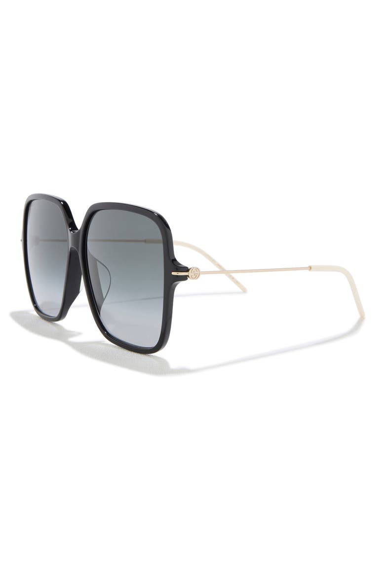 60mm Square Sunglasses, Alternate, color, BLACK GOLD GREY