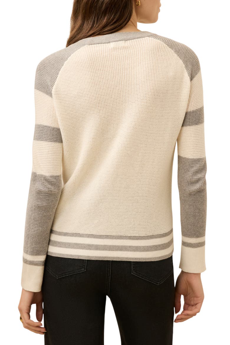 Throwback Stripe Organic Cotton & Cashmere Sweater, Alternate, color, LAKE MIST