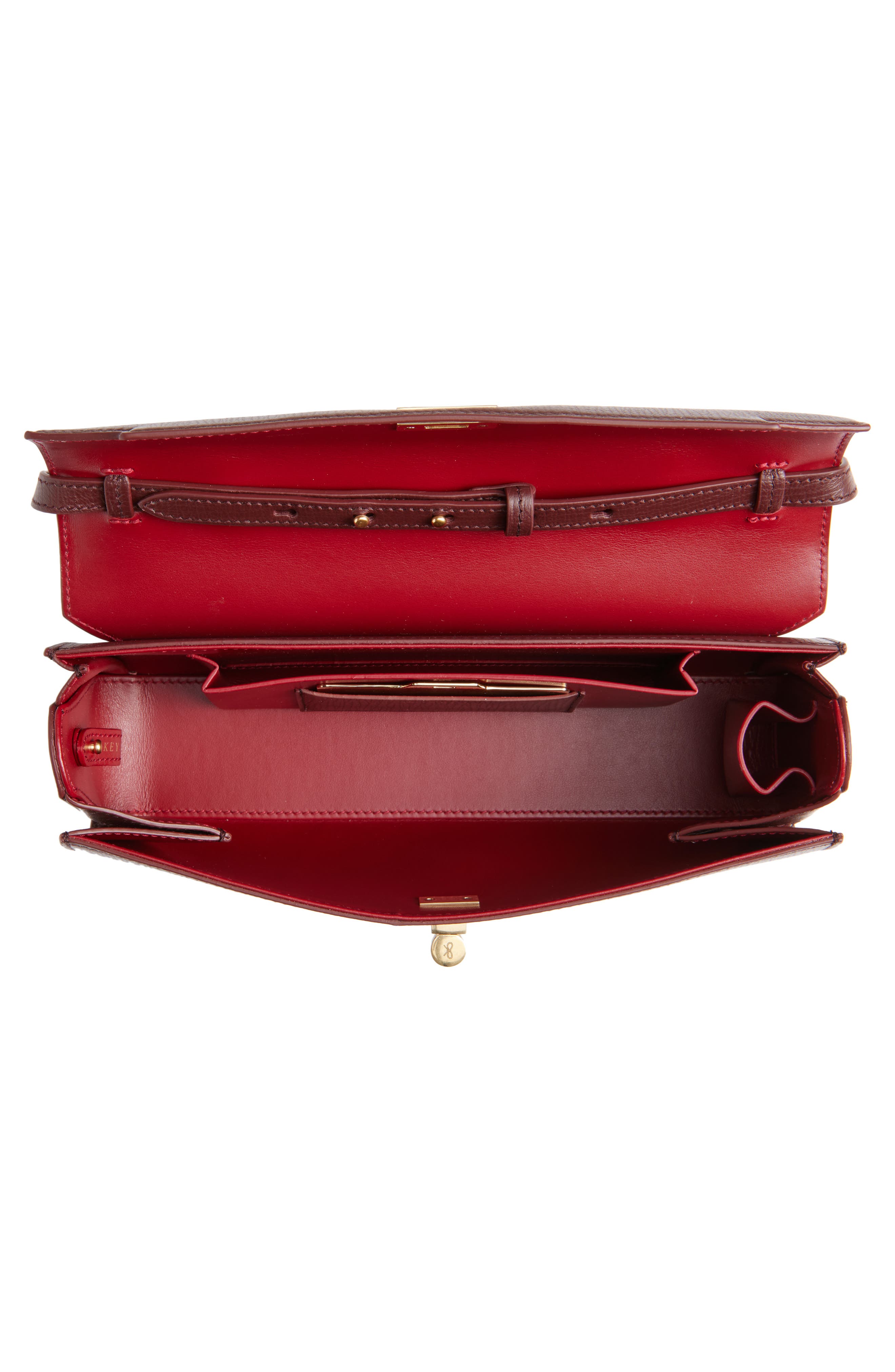 Anya Hindmarch Mortimer Crosshatch Leather Clutch, Alternate, color, Barolo