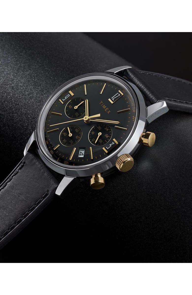Timex<sup>®</sup> Marlin Leather Strap Chronograph Watch, 40mm, Alternate, color, 