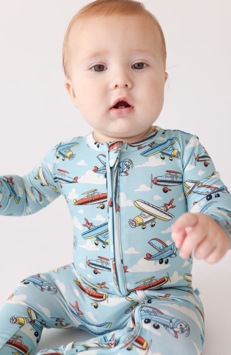 Posh Peanut Planes Zip Footie, Alternate, color, 