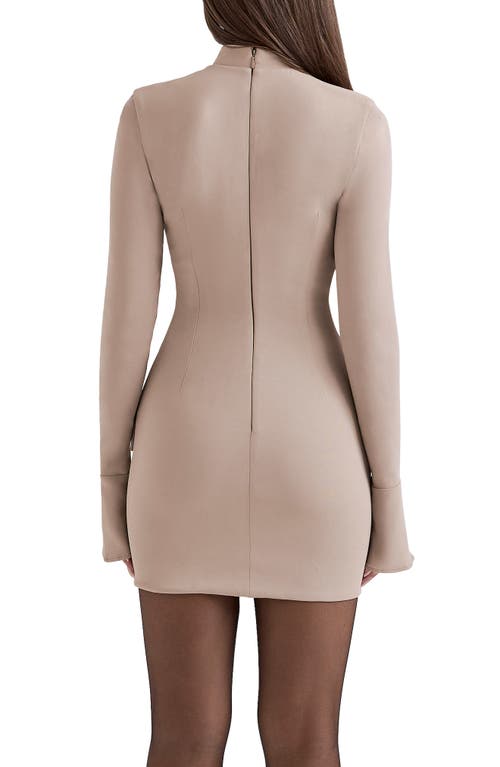 House Of Cb Mahalia Long Sleeve Minidress In Moon Rock