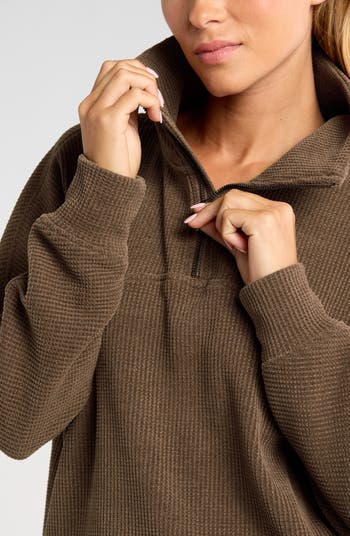Zella Half Zip Waffle Stitch Sweatshirt | Nordstrom