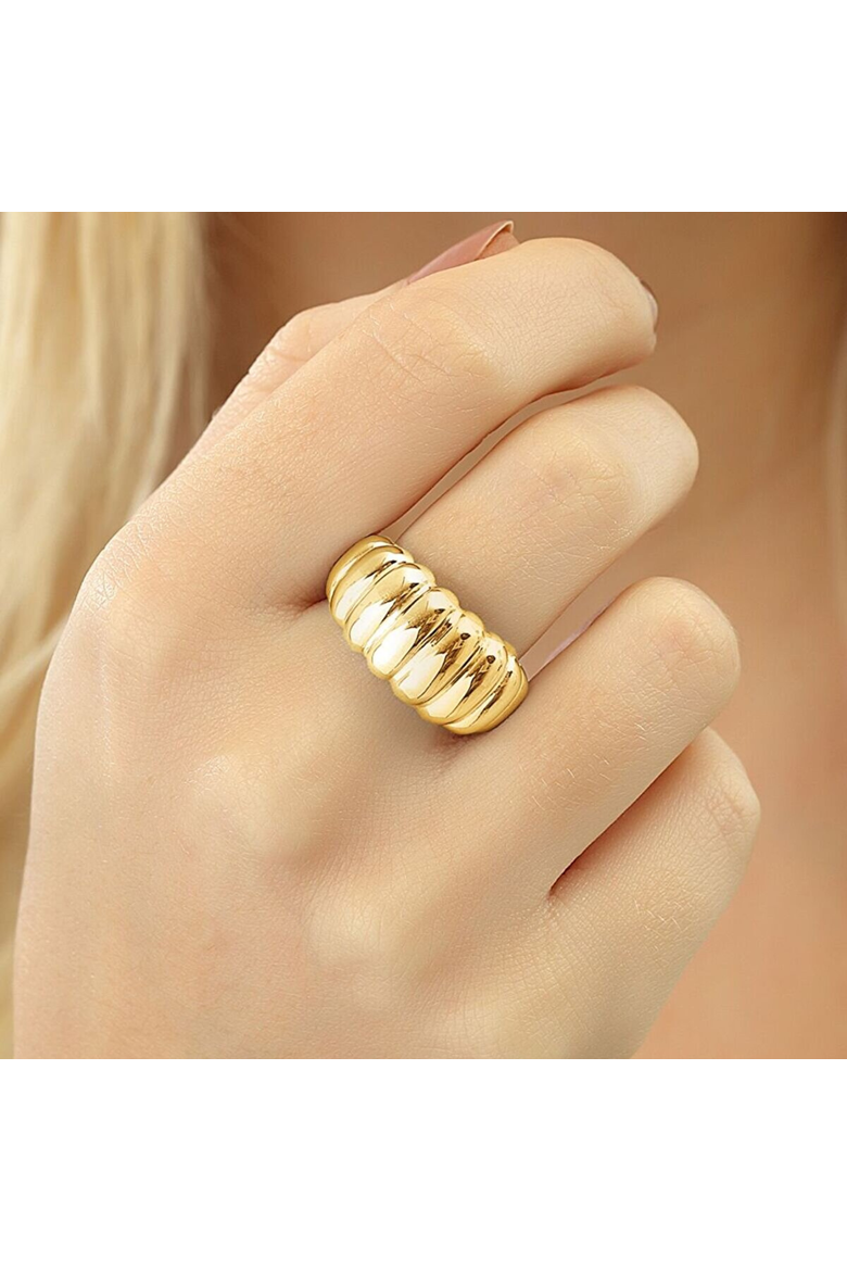 Large Multi Dished Adjustable Statement Sterling Silver Croissant Ring, Alternate, color, Gold