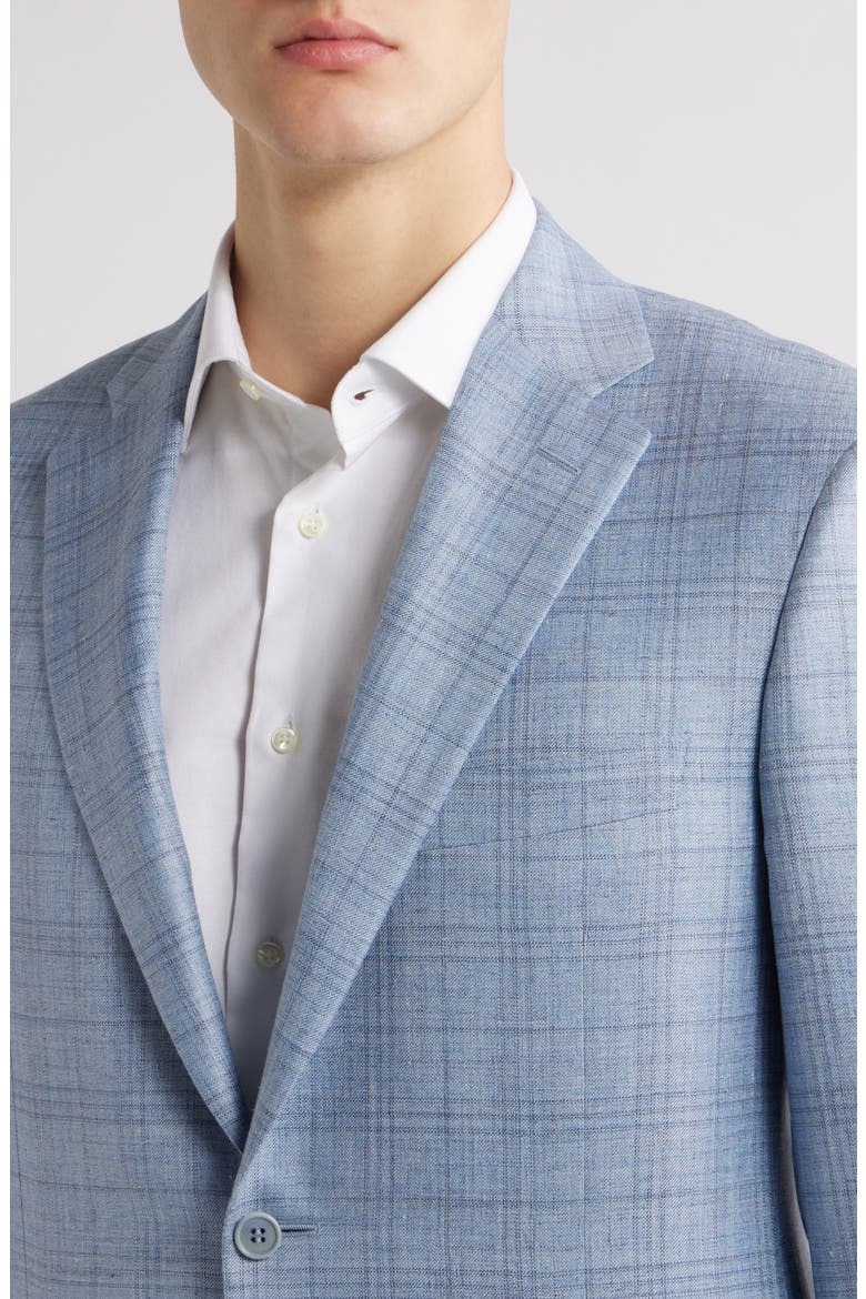 Siena Regular Fit Plaid Wool & Silk Blend Sport Coat, Alternate, color, LIGHT BLUE