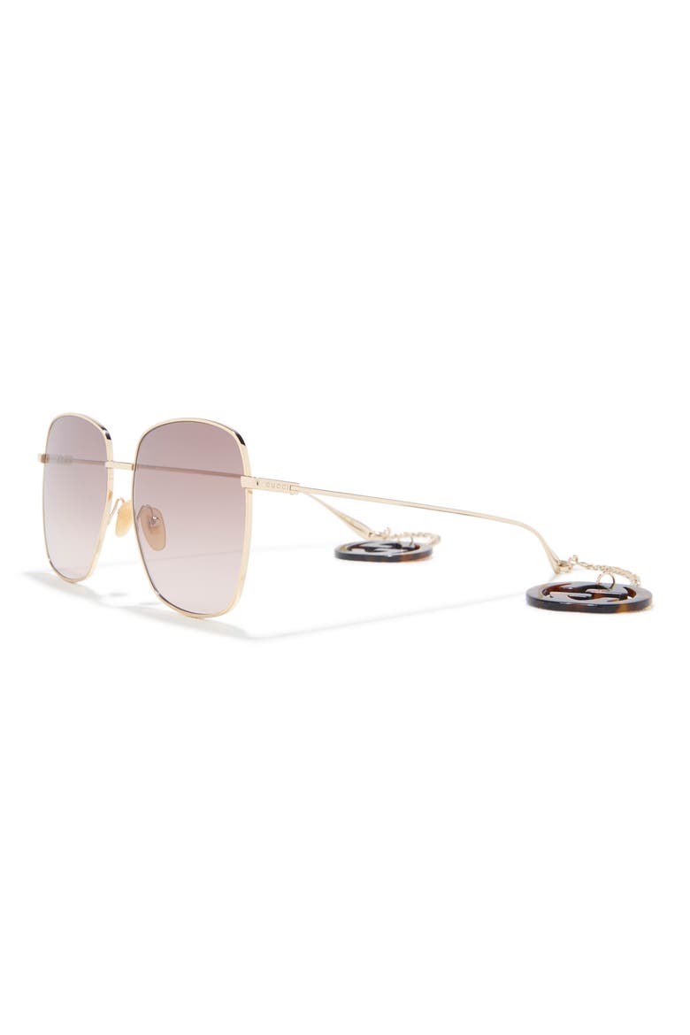 59mm Square Sunglasses, Alternate, color, GOLD GOLD BROWN