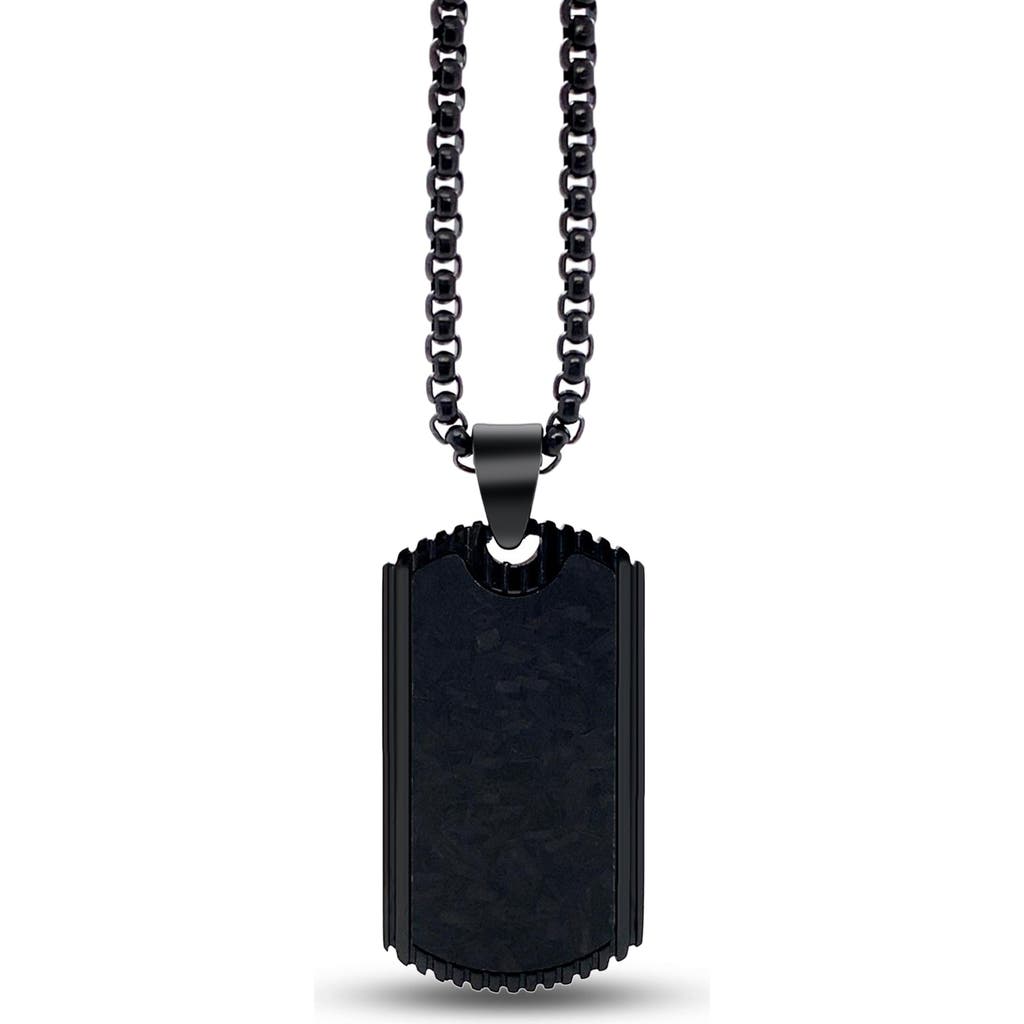 Anna Zuckerman Noctis Textured Tag Necklace In Black