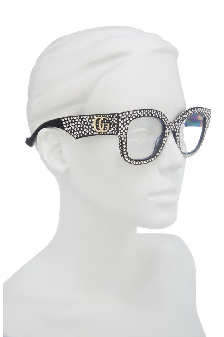 50mm Special Edition Cat Eye Optical Frames, Alternate, color, BLACK BLACK TRANSPARENT