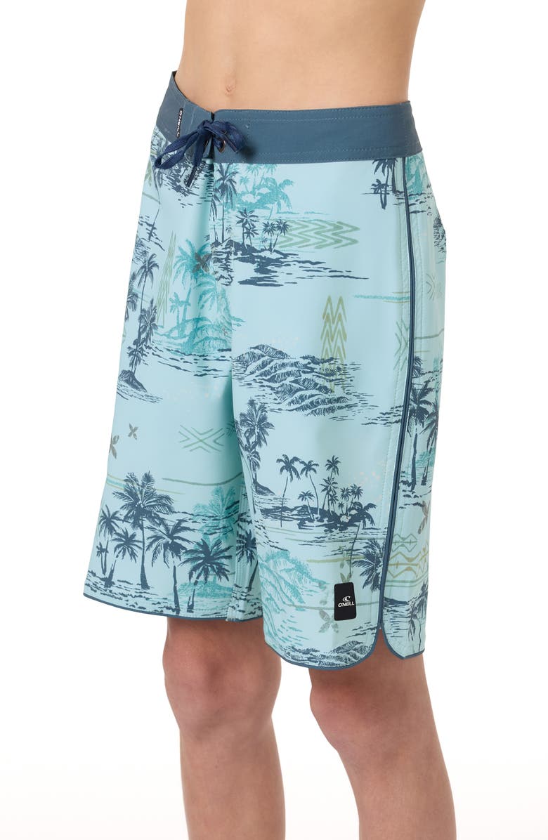 O'Neill Kids' Hyperfreak Mysto Scallop Swim Trunks, Alternate, color, Canal Blue