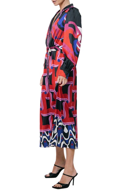 CIEBON CIEBON JESSENIA PRINT LONG SLEEVE MIDI SHIRTDRESS