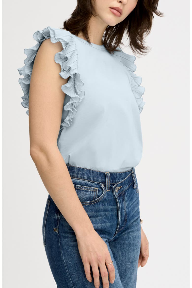 Pleated Ruffle Sleeve Top, Alternate, color, SOFT BLUE