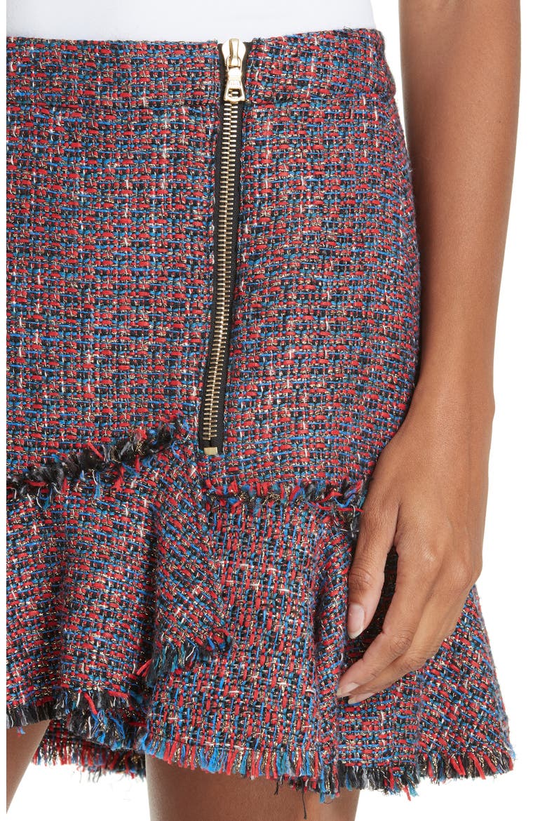 Madra Tweed Skirt, Alternate, color, RED MULTI