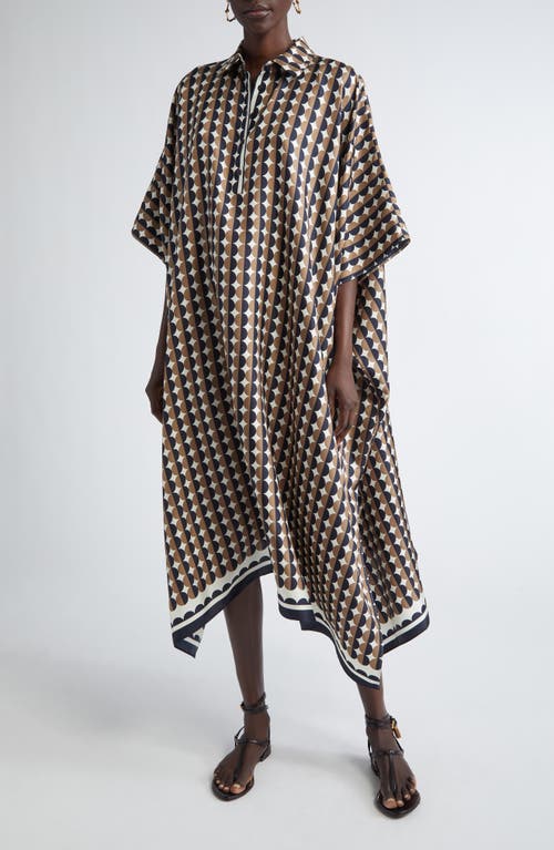 Oscar De La Renta Mini Geo Print Silk Caftan Dress