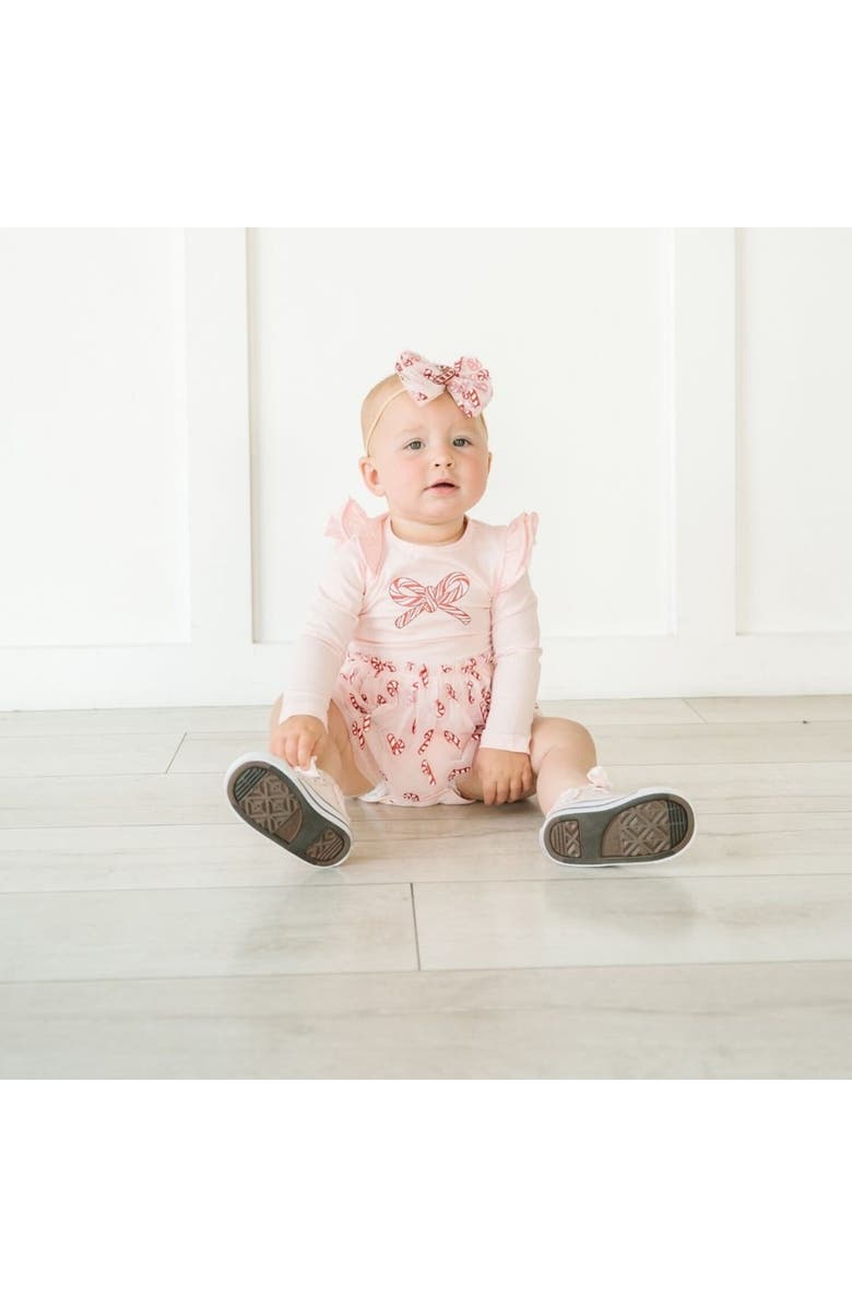 Sweet Wink Candy Cane Confetti Christmas Long Sleeve Tutu Bodysuit, Alternate, color, Pink