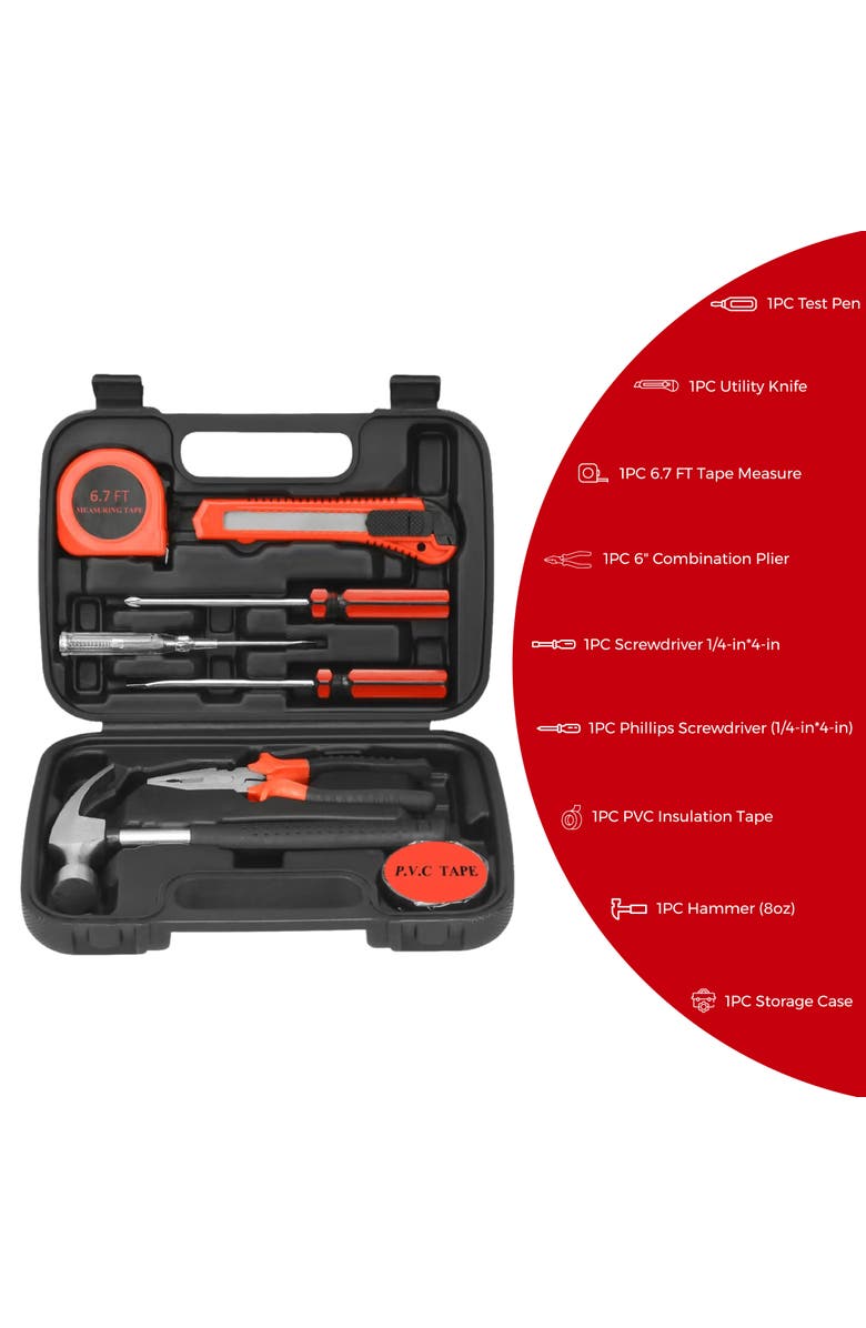 PURSONIC Home Project Power & Tool Set Electric Screwdriver, 9-Piece Handy Solutions Tool Set & 11-in-1 Multifunction Tool, Alternate, color, Black
