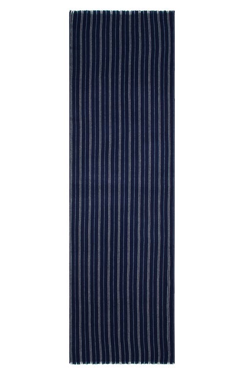 Vince Messa Stripe Cashmere Fringe Scarf In Coastal Blue
