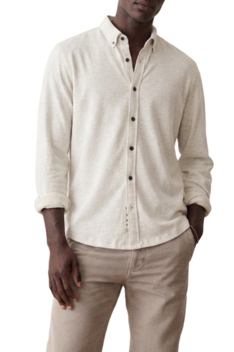 Luxe Jersey Organic Cotton Button-Up Shirt, Main, color, OATMEAL HEATHER