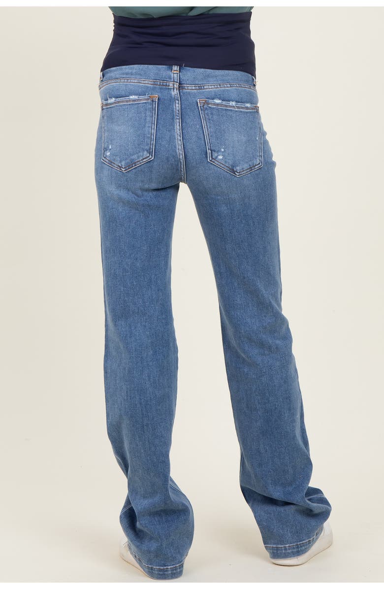 PinkBlush Lightly Distressed Maternity Straight Leg Jeans, Alternate, color, Navy Blue